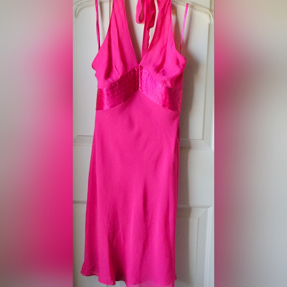 Express Vibrant Pink Mini Silk Dress